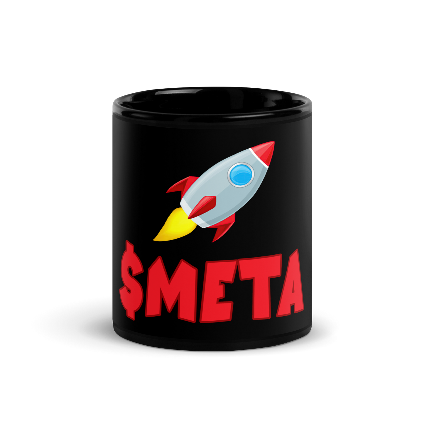 META-Rocket Design Black Glossy Ceramic Mug