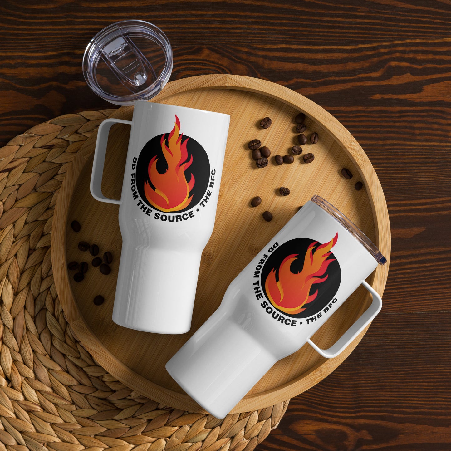 Buffalo Fireside Chats Travel mug with a handle