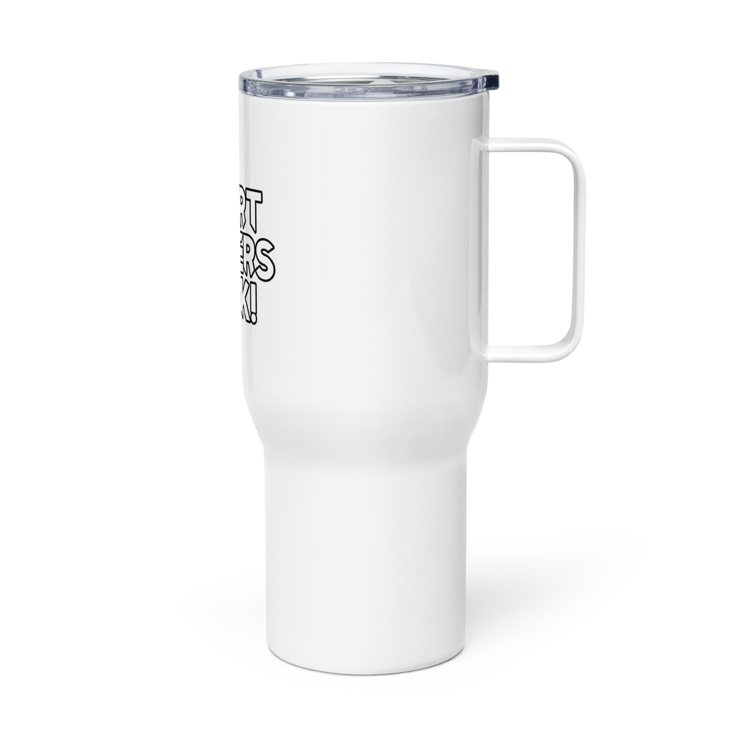 Short Sellers Suck- Travel mug with a handle