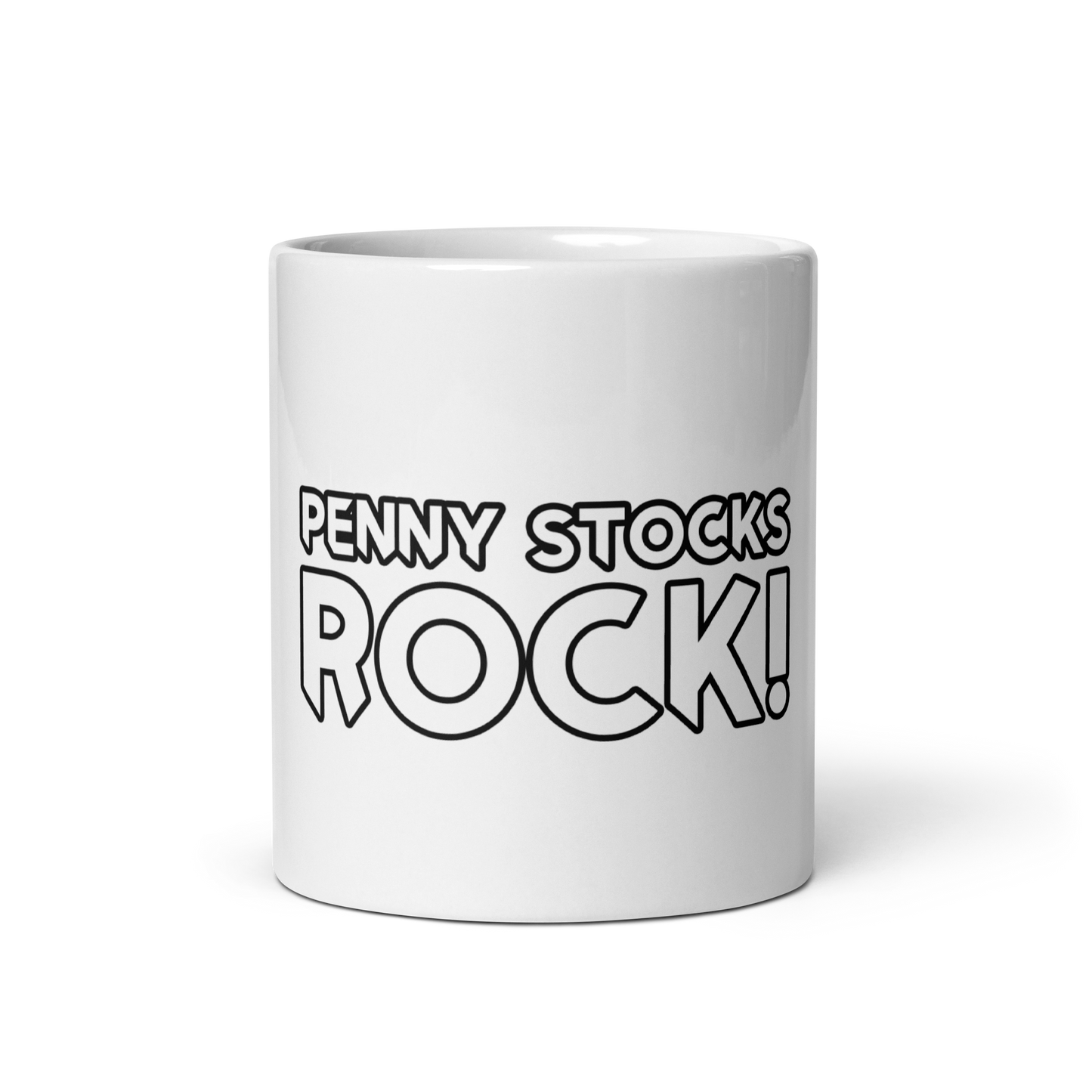 Penny Stocks Rock- White glossy mug